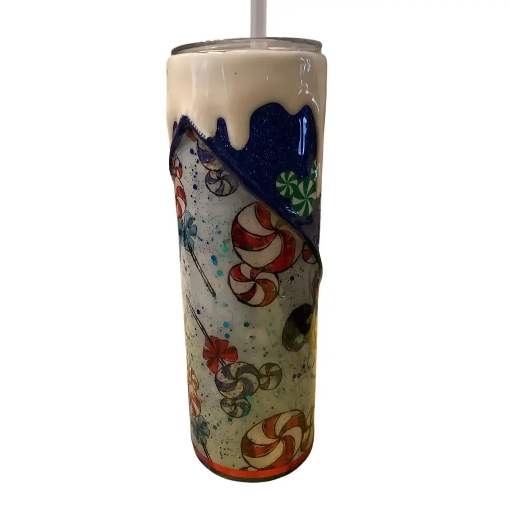 Disney Inspired Custom Mickey Christmas Holiday Snow Lights Candy Tumbler